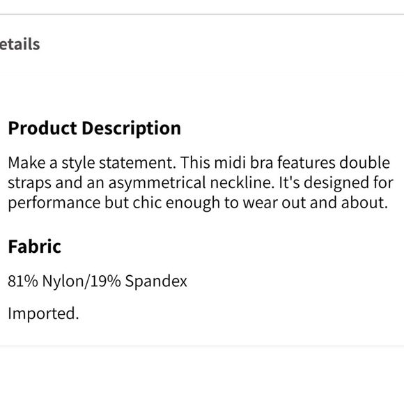 Fabletics Merlot asymmetrical one Shoulder double strap midi bra, new - Picture 4 of 8